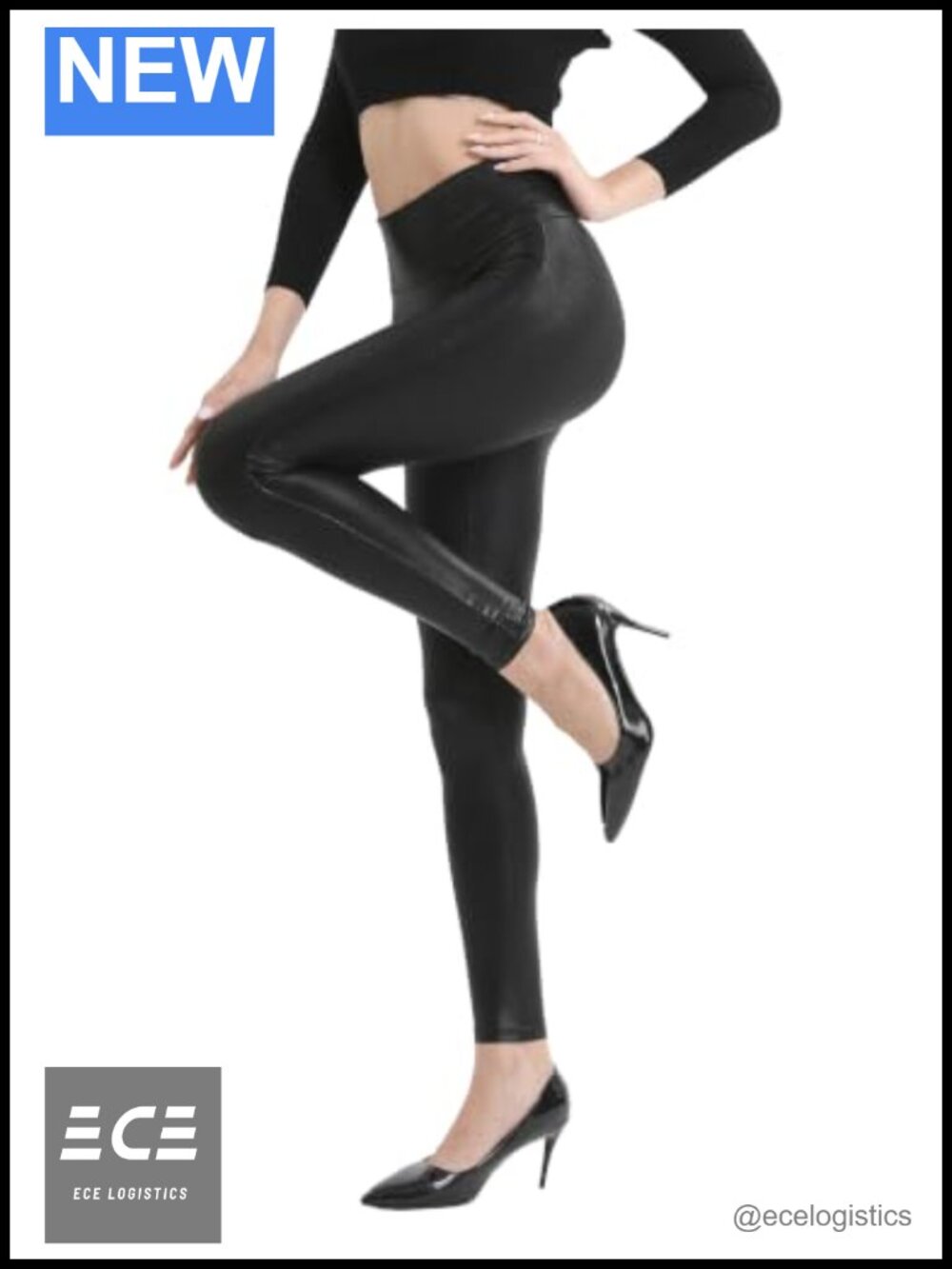Faux Leather High Waist Stretch Leggings Tummy Smoothing Skinny Pants